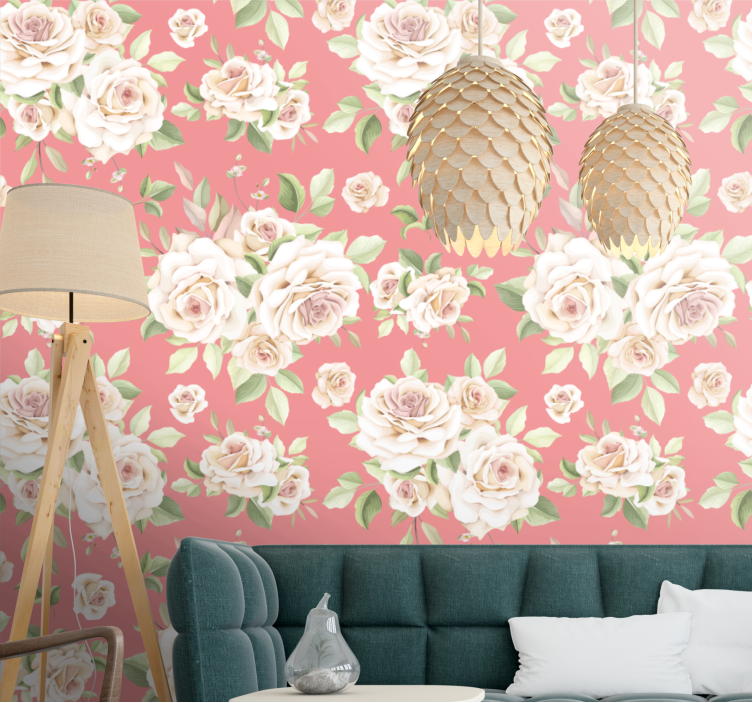 Floral Rose Pattern flower wallpaper - TenStickers