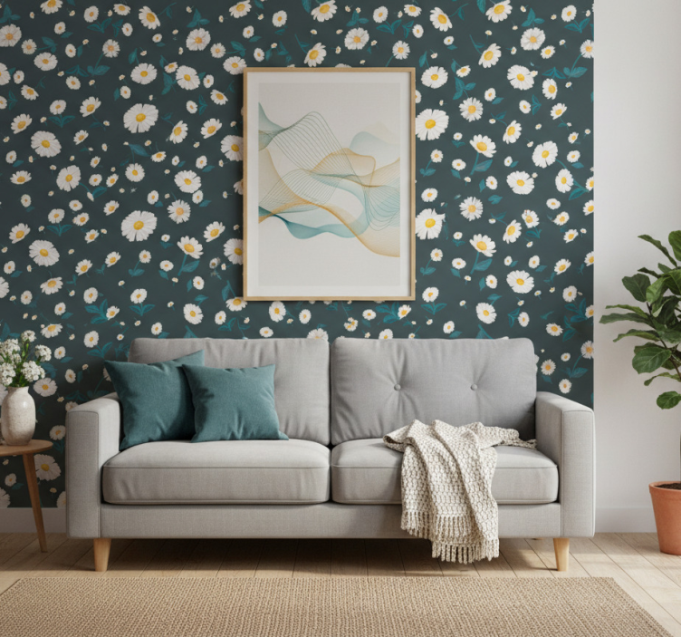 Flower wallpaper daisy flower pattern - TenStickers