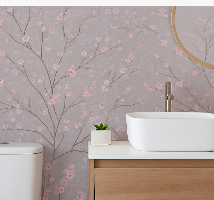 Flower wallpaper dusky cherry blossom branch - TenStickers