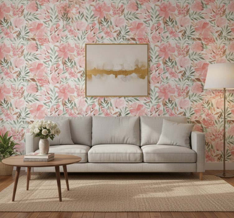 Flower wallpaper in blooming florals - TenStickers