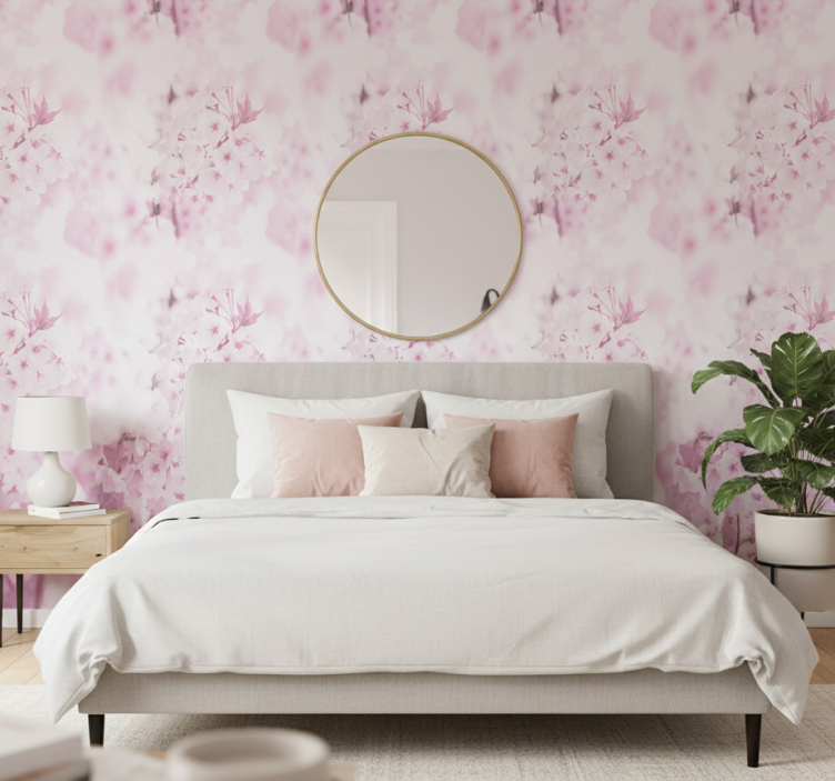Flower wallpaper light pink floral background - TenStickers