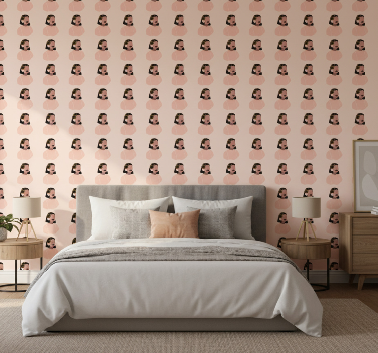 Flower wallpaper lovely woman sunflower face - TenStickers