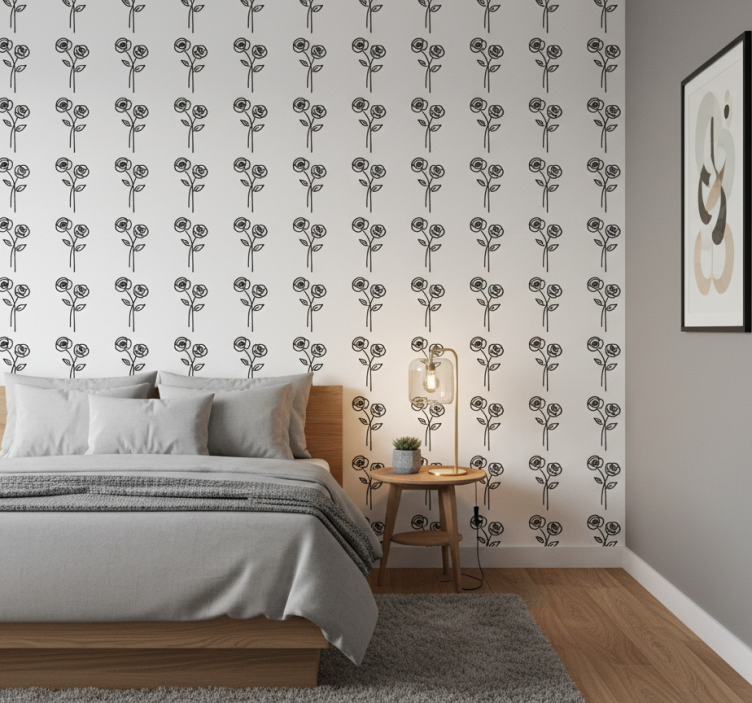 Flower wallpaper pair of roses minimalist design - TenStickers