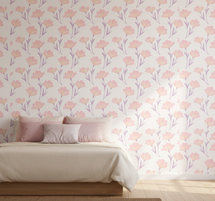 Flower wallpaper soft bloom design - TenStickers