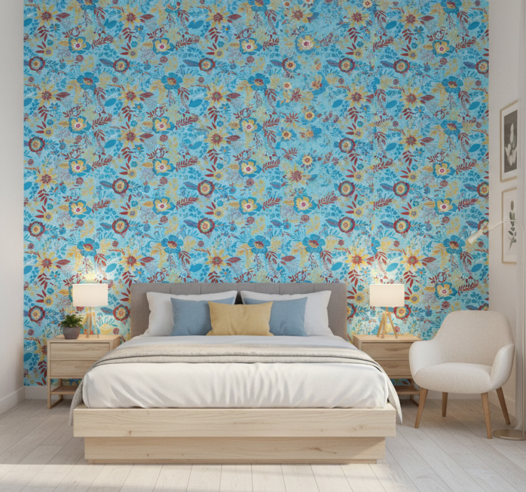 Flower wallpaper spring blooms - TenStickers