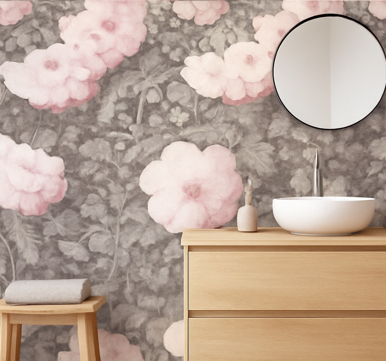 Flower wallpaper vintage linen blossom - TenStickers