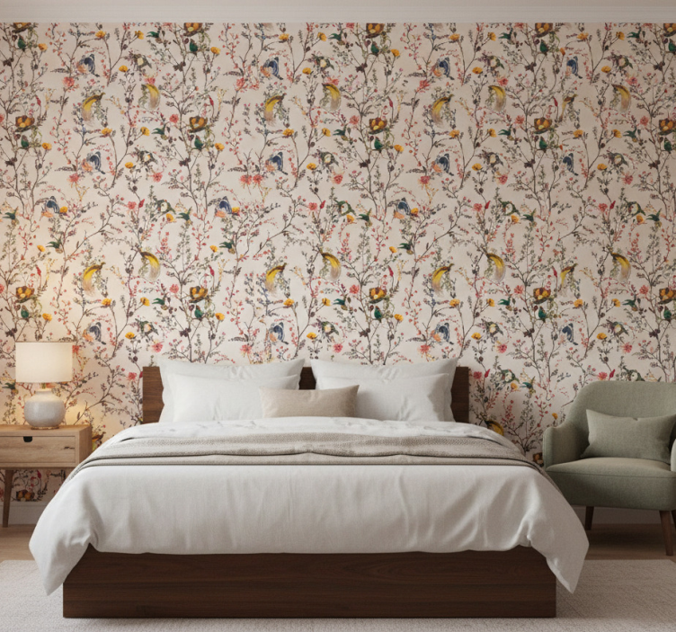 Flower wallpaper with lifelike floral design - TenStickers
