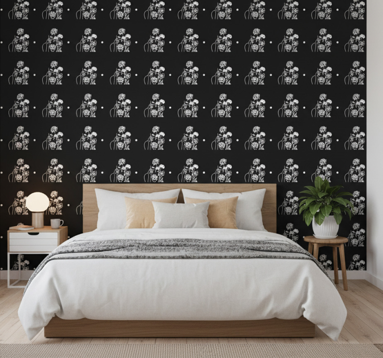 Flower wallpaper woman and sunflowers minimalist design - TenStickers