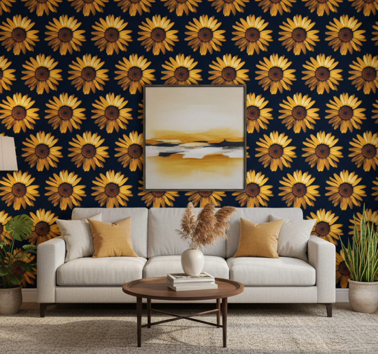 Flower wallpaper yellow sunflower - TenStickers