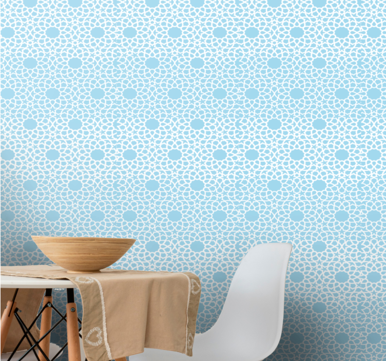 Flowery circle pattern ornamental flower wallpaper - TenStickers