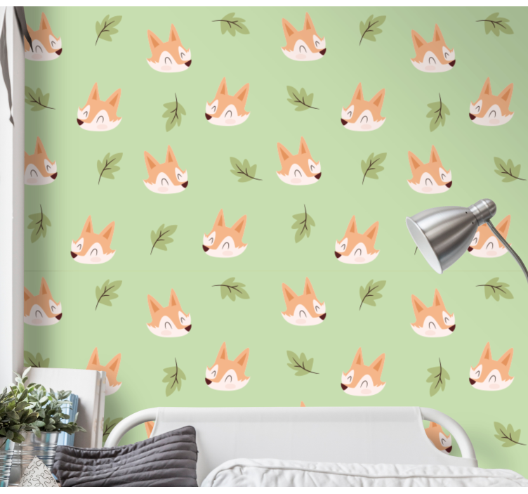 Fox Leaf Pattern cat wallpaper - TenStickers