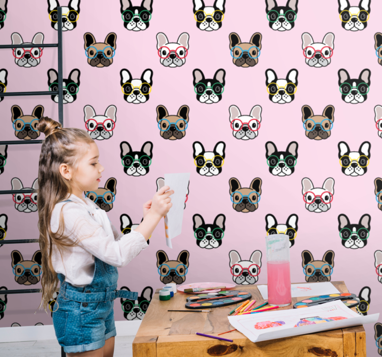 Frenchie Spectacles dogs wallpaper - TenStickers