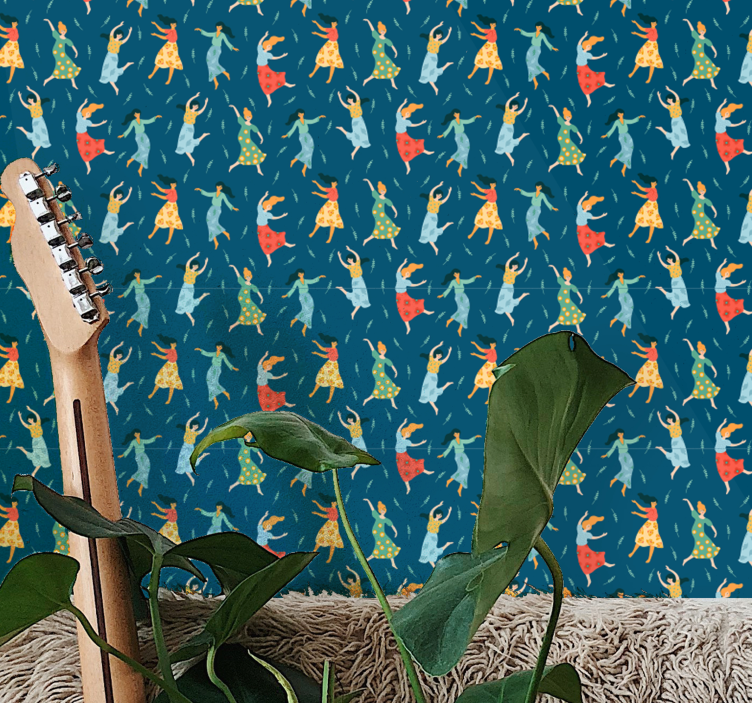 Dancing Women Pattern personalized wallpaper - TenStickers