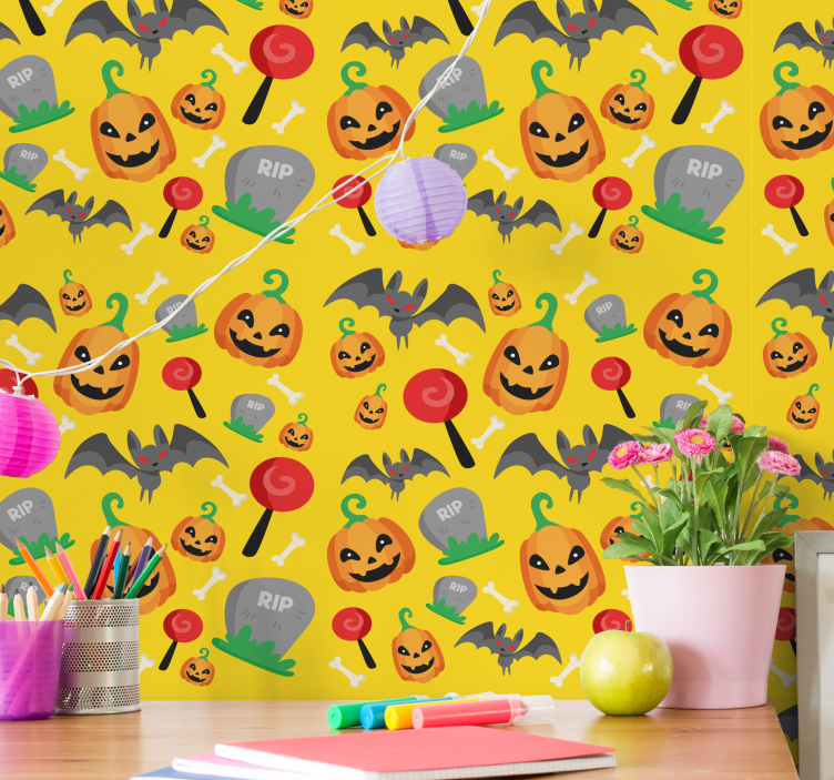 Fun patterns halloween wallpaper - TenStickers