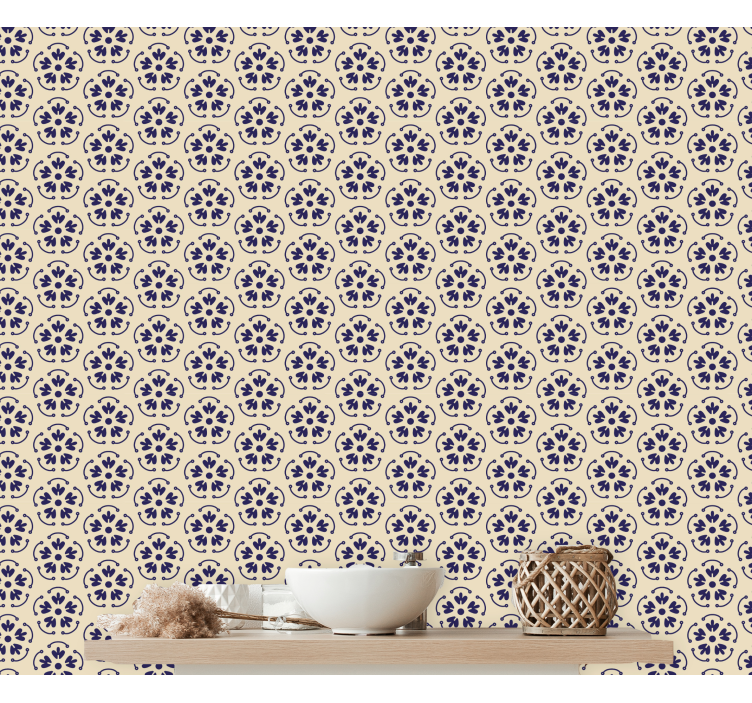 Geometric flower pattern Living Room wallpaper - TenStickers