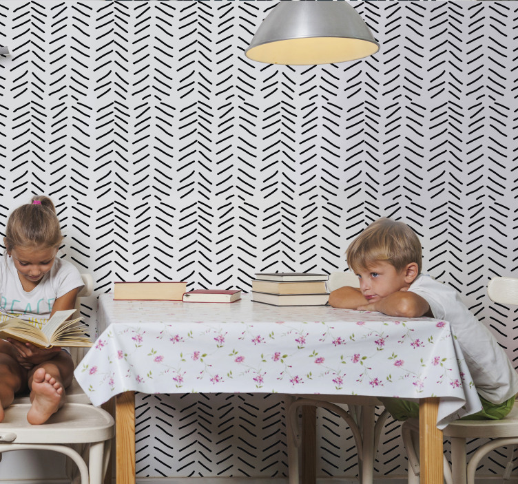 Black and white strokes striped wallpaper - TenStickers