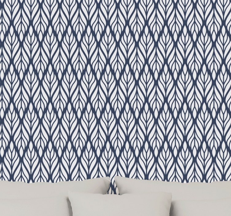 Geometric Pattern leaf wallpaper - TenStickers