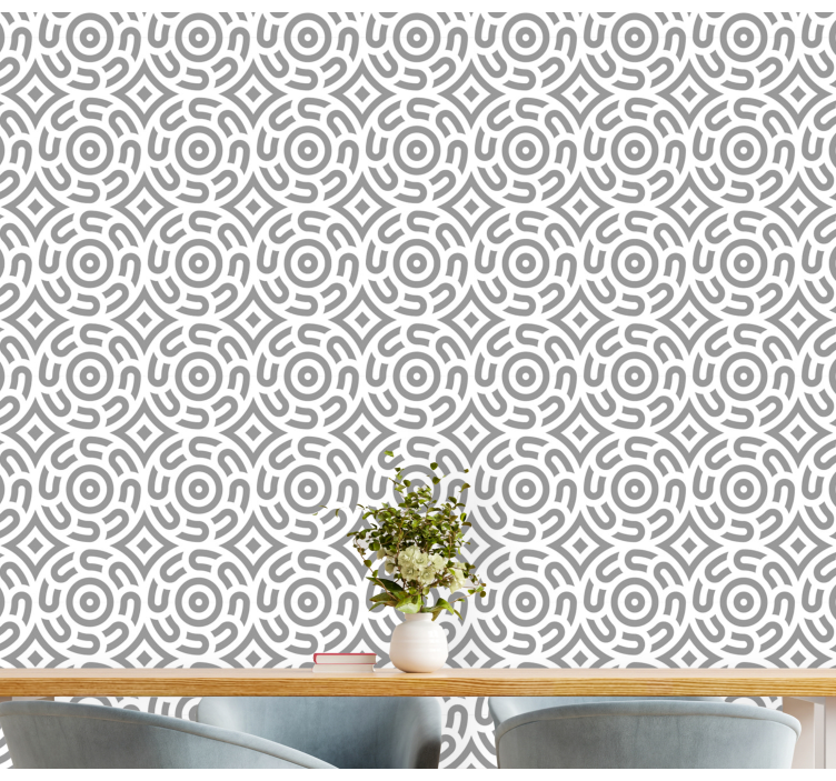 Geometric Spirals dining room wallpaper - TenStickers