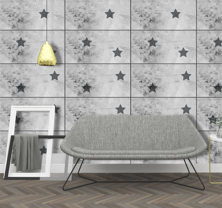 Geometric Star Pattern Concrete Wallpaper - TenStickers