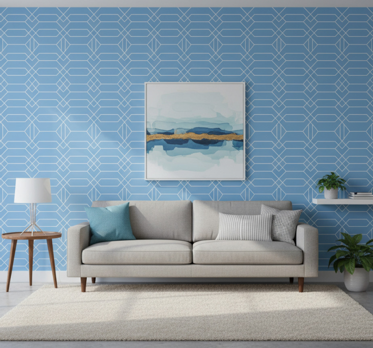 Geometric wallpaper geometric blue lines - TenStickers