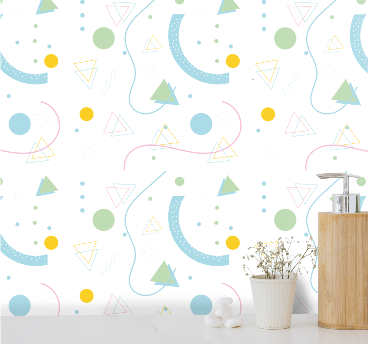 Geometric wallpaper in playful shapes - TenStickers