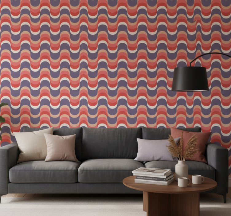 Geometric wallpaper wavy pattern design - TenStickers