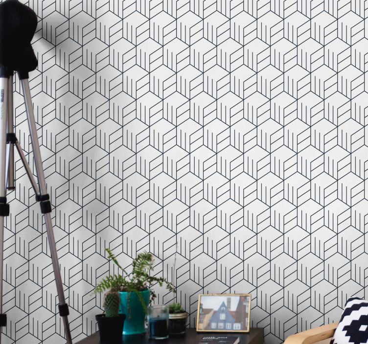 Geometric wallpaper with geometric line pattern - TenStickers