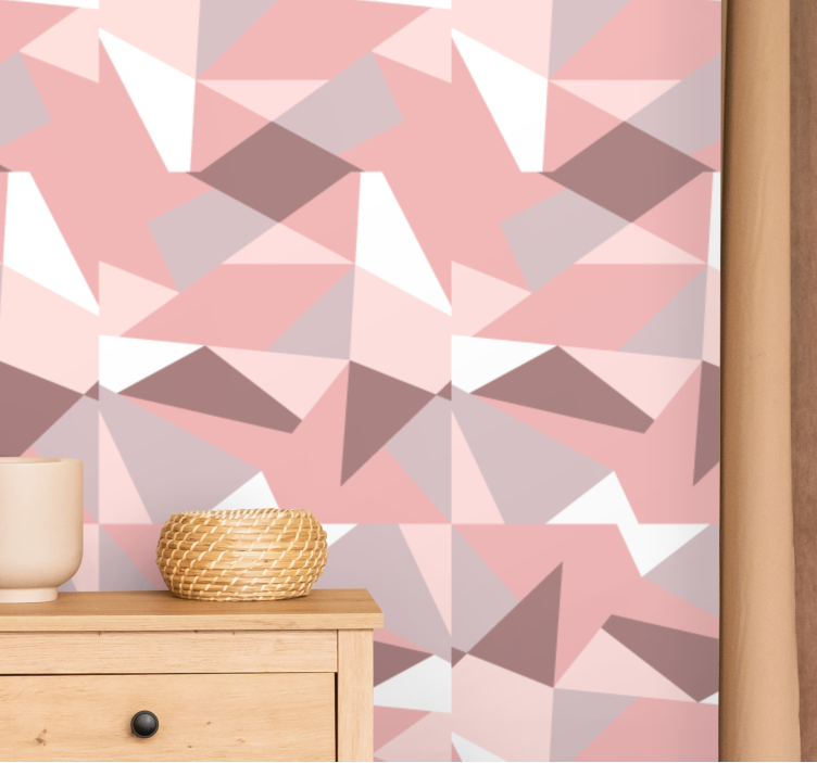 Geometric wallpaper with textured pink patterns - TenStickers