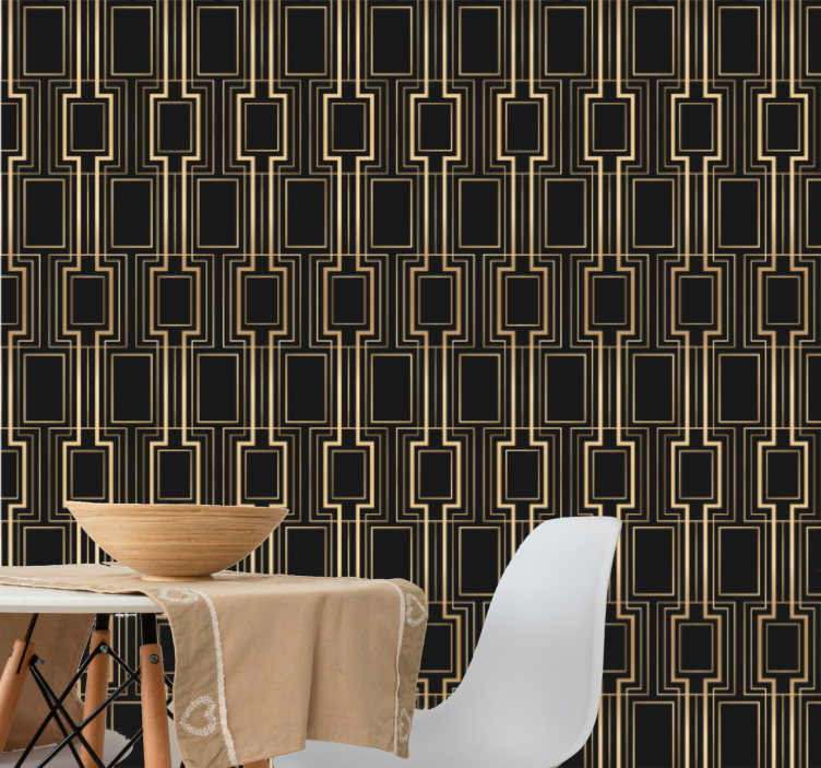 Golden and black deco triangle wallpaper - TenStickers
