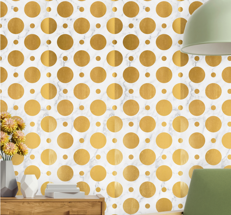 Golden Circle Pattern polka dot wallpaper - TenStickers
