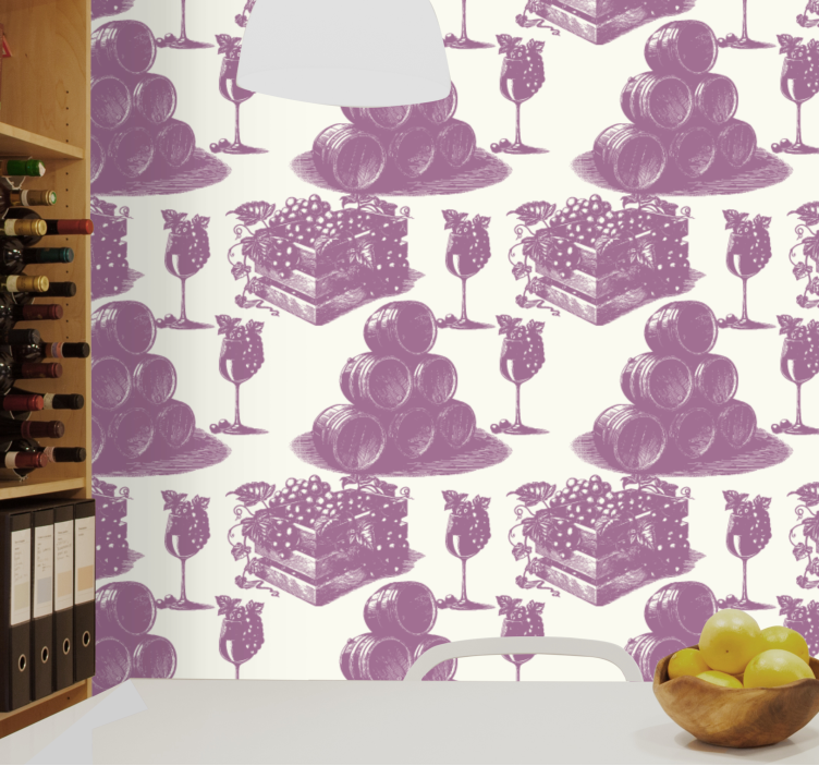 Grapes And Barrels personalized wallpaper - TenStickers