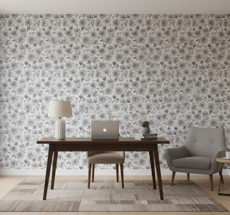 Gray carnation office wallpaper - TenStickers