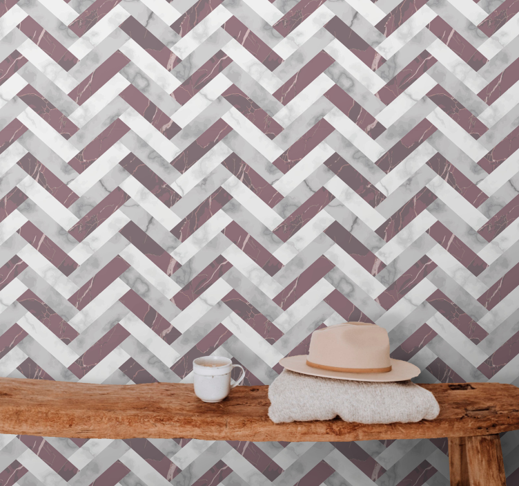 Gray Chevron Pattern marble wallpaper - TenStickers