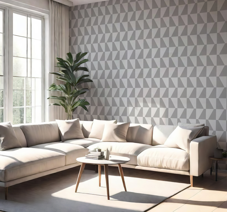 Gray trapeze geometric wallpaper - TenStickers