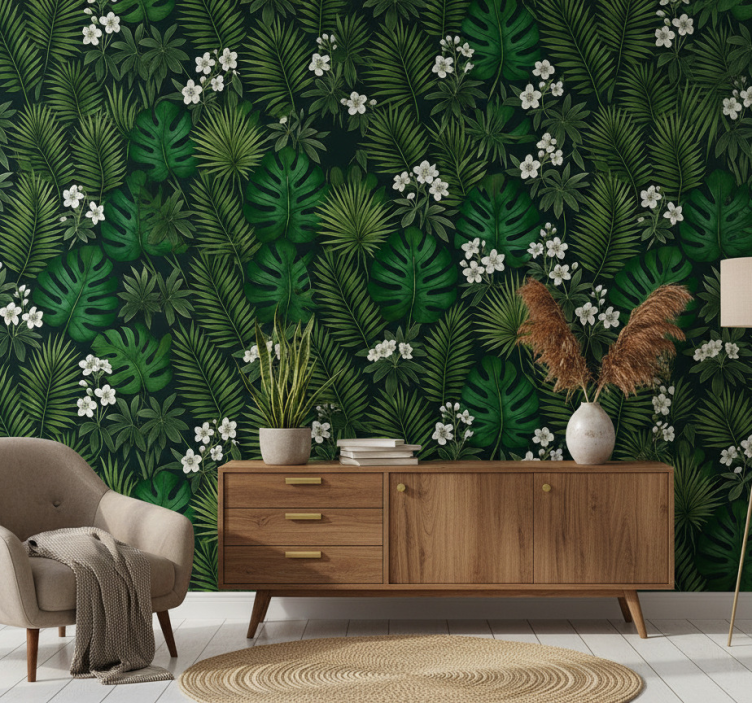 Green exotic nature bedroom wallpaper - TenStickers