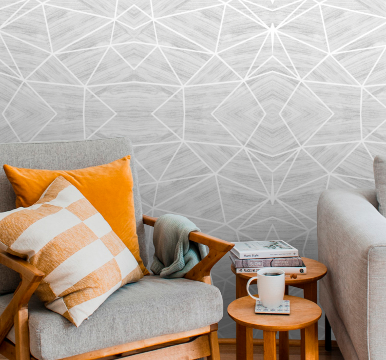 Grey lines across geometric wallpaper - TenStickers