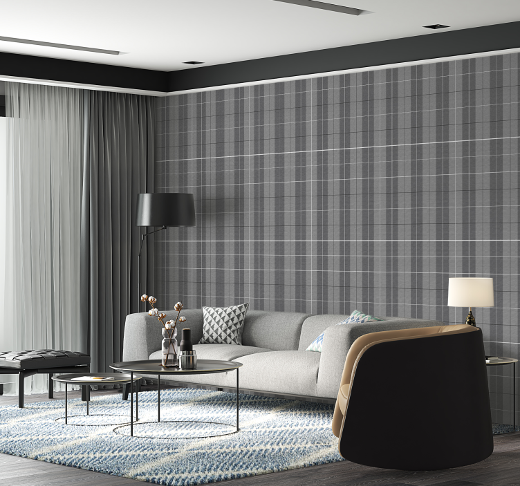 Grey Scottish pattern square wallpaper - TenStickers