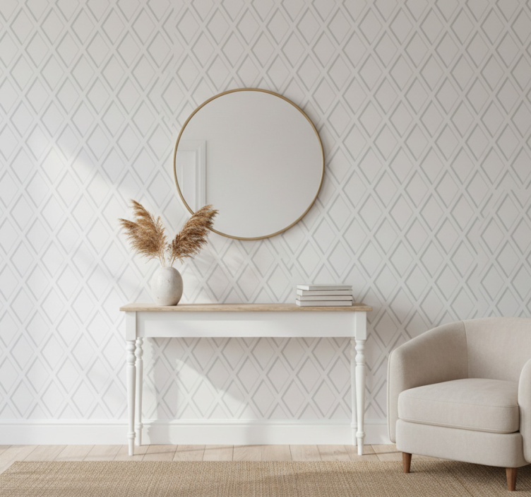 Hallway wallpaper 3d diamond hamptons pattern - TenStickers