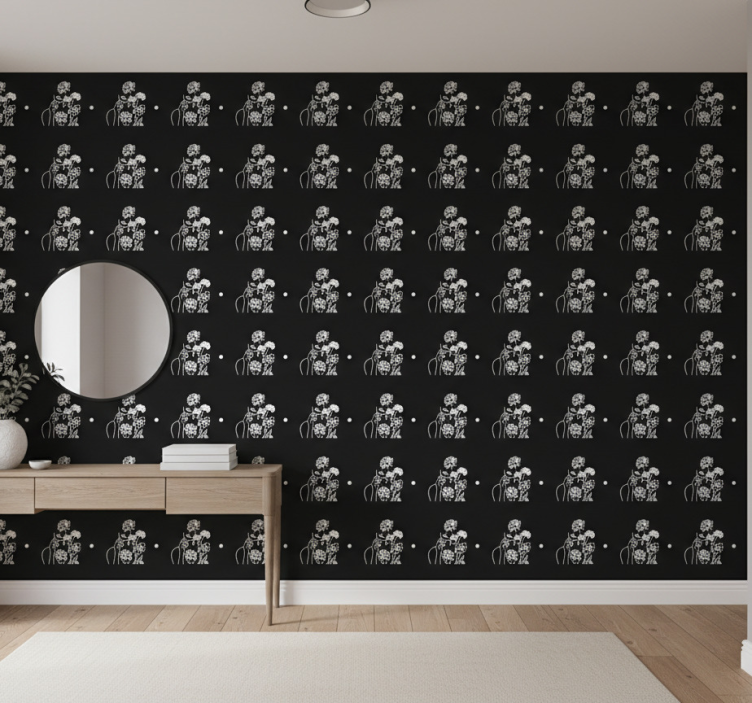 Hallway wallpaper black and white silhouette - TenStickers