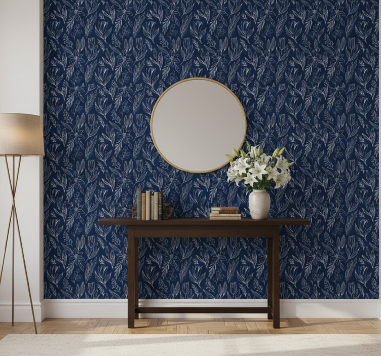 Hallway wallpaper lilies seamless floral pattern - TenStickers