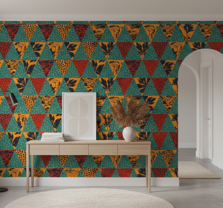 Hallway wallpaper rain geometric design - TenStickers