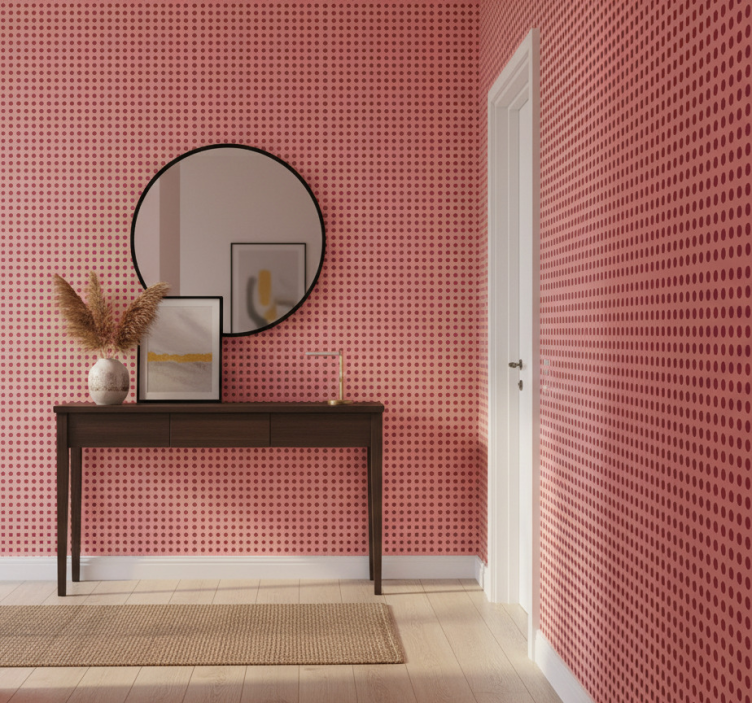 Hallway wallpaper with simple geometric dots pattern - TenStickers