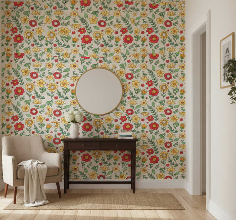 Hallway wallpaper with vibrant colorful design - TenStickers