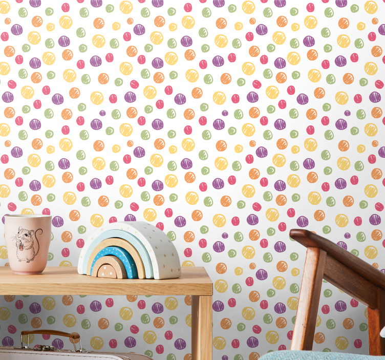 Colorful polka dots pattern Spotty Wallpaper - TenStickers