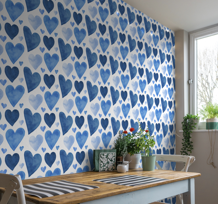 Heart Patterns polka dot wallpaper - TenStickers
