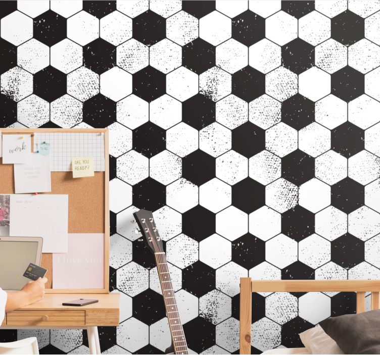 Hexagonal Shapes geometric wallpaper - TenStickers