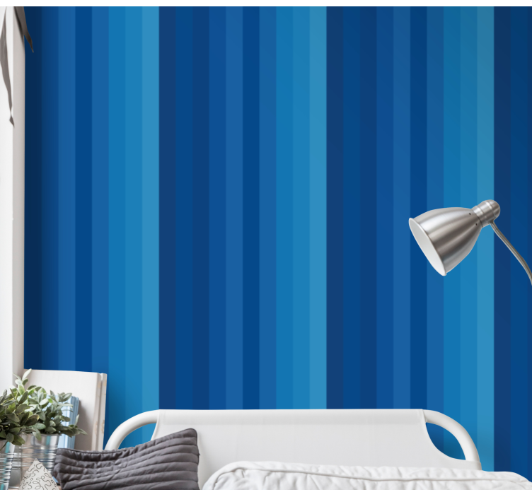 Horizontal striped wallpaper blue striped pattern - TenStickers