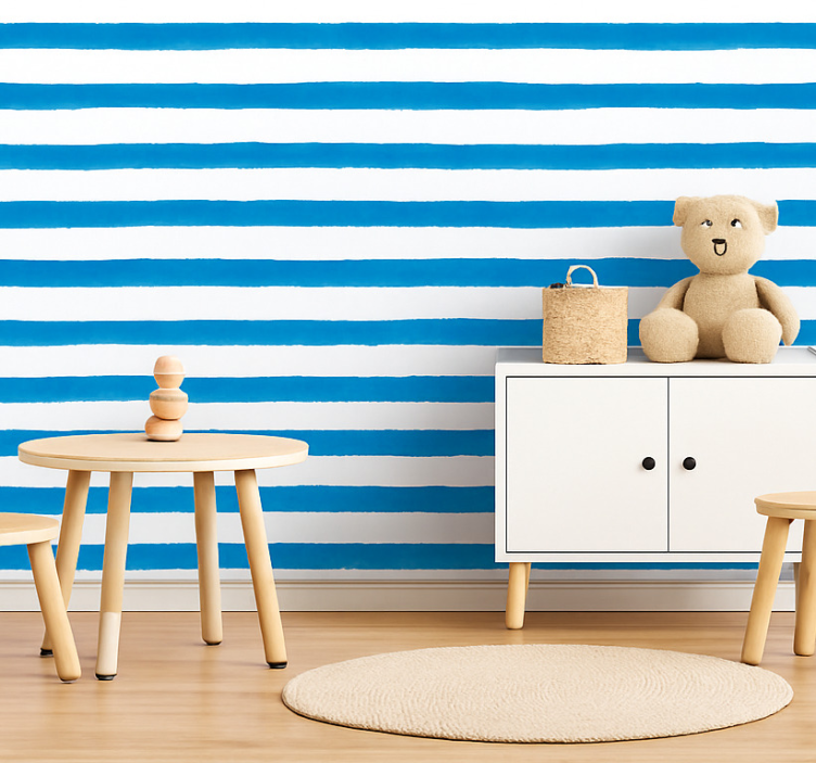 Horizontal striped wallpaper blue watercolor bars - TenStickers