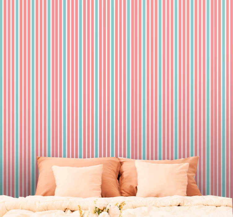 Horizontal striped wallpaper striped bedroom ambiance - TenStickers