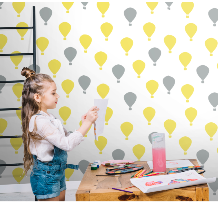 Hot Air Balloon Pattern Kids wallpaper - TenStickers
